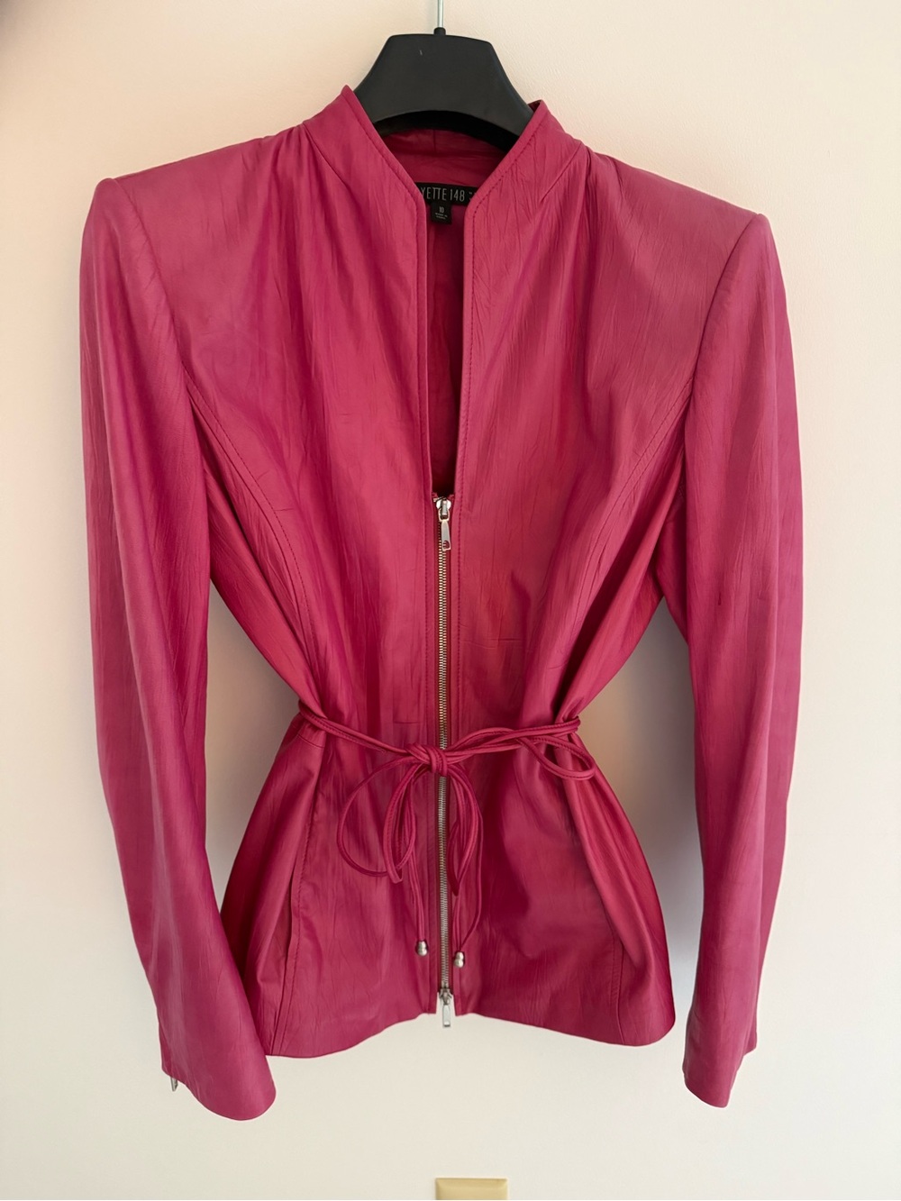Lafayette 148 New York Fuchsia Leather Zip Jacket
